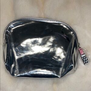 Bundle any 2 for $15 Silver Cosmetic Pouch with Pink Zipper Pull